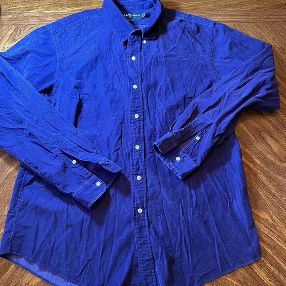 Ralph Lauren Shirt Mens XL Custom Fit Purple Pony Corduroy Classic Button - Picture 1 of 6